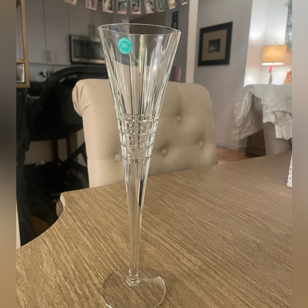 Tiffany Vintage Plaid Trumpet Champagne flute